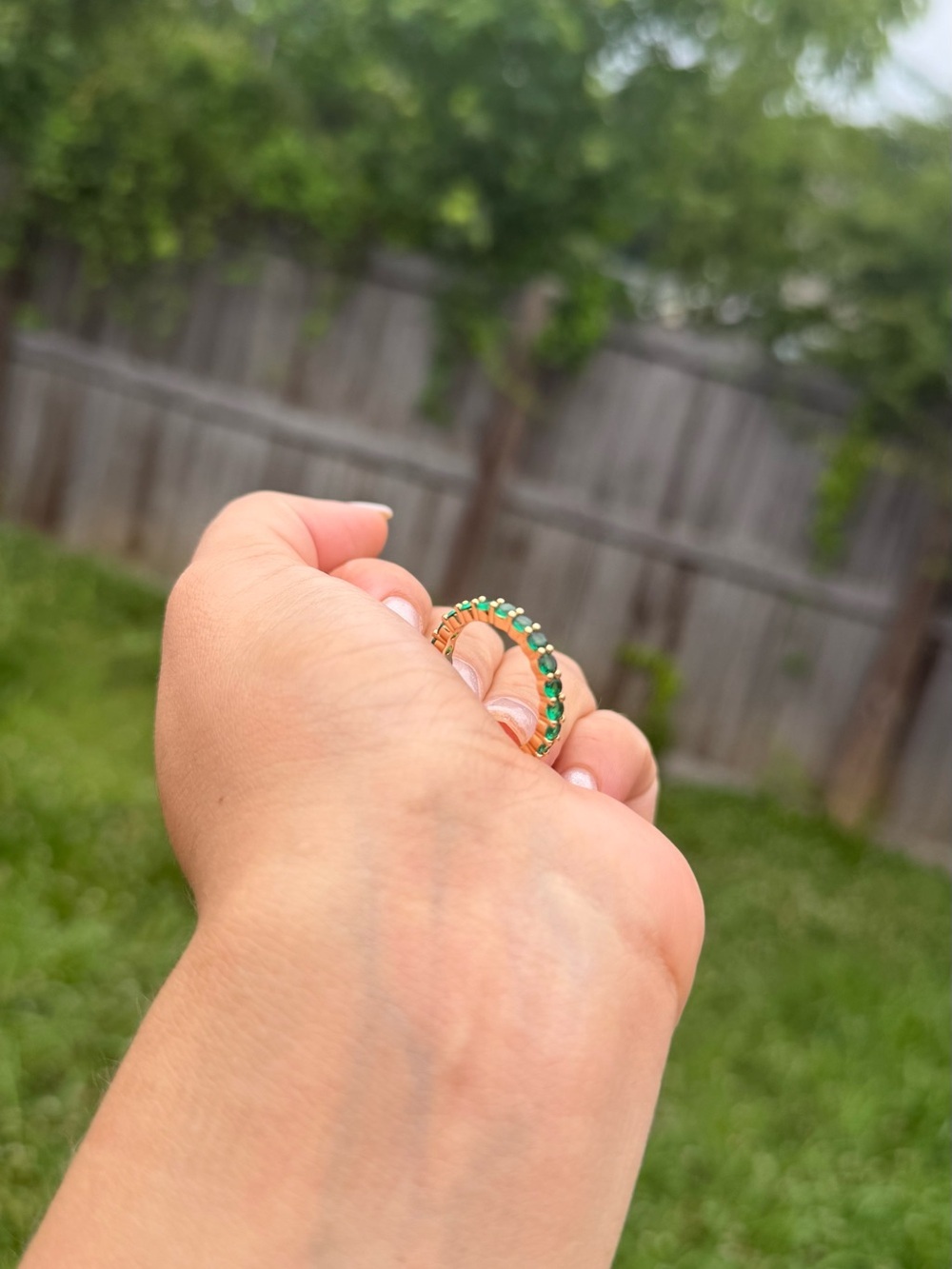 elegant green ring set 18 k gold plated stainless steel - Picture 3 of 3